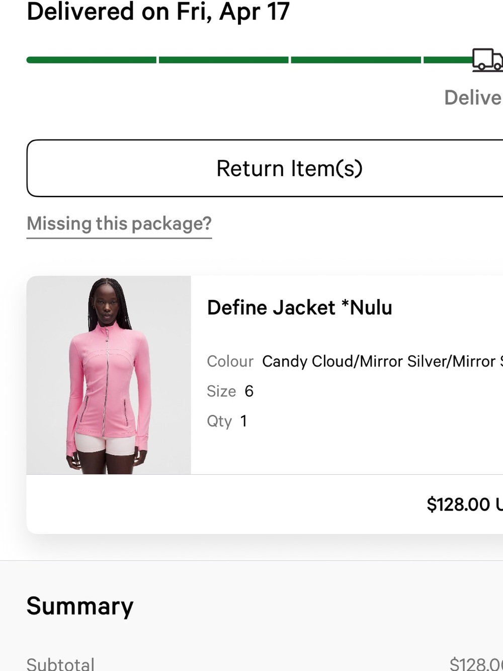 lululemon athletica Pink Nulu sz 6 Jacket Candy Cloud Silver Zipper Define - Picture 6 of 6